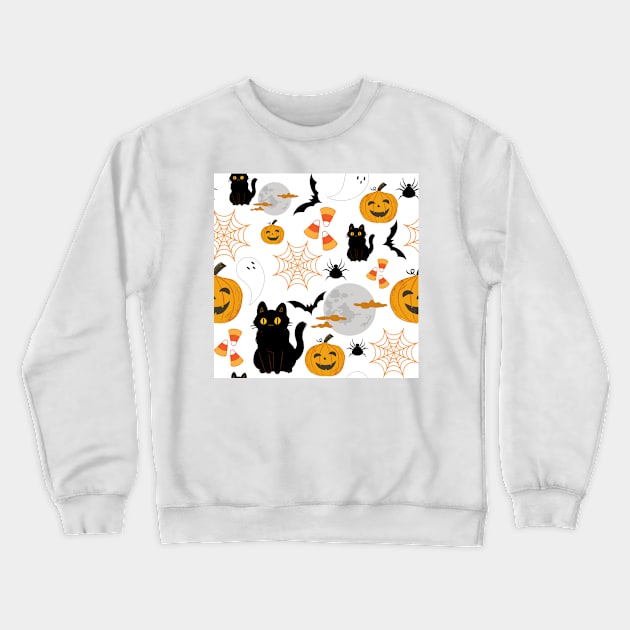 Halloween Pattern White Crewneck Sweatshirt by Keniixx